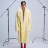 Dramatic Oversized Fur Coat — Vegan Fur with Wild Artistic Lining in Daring Yellow