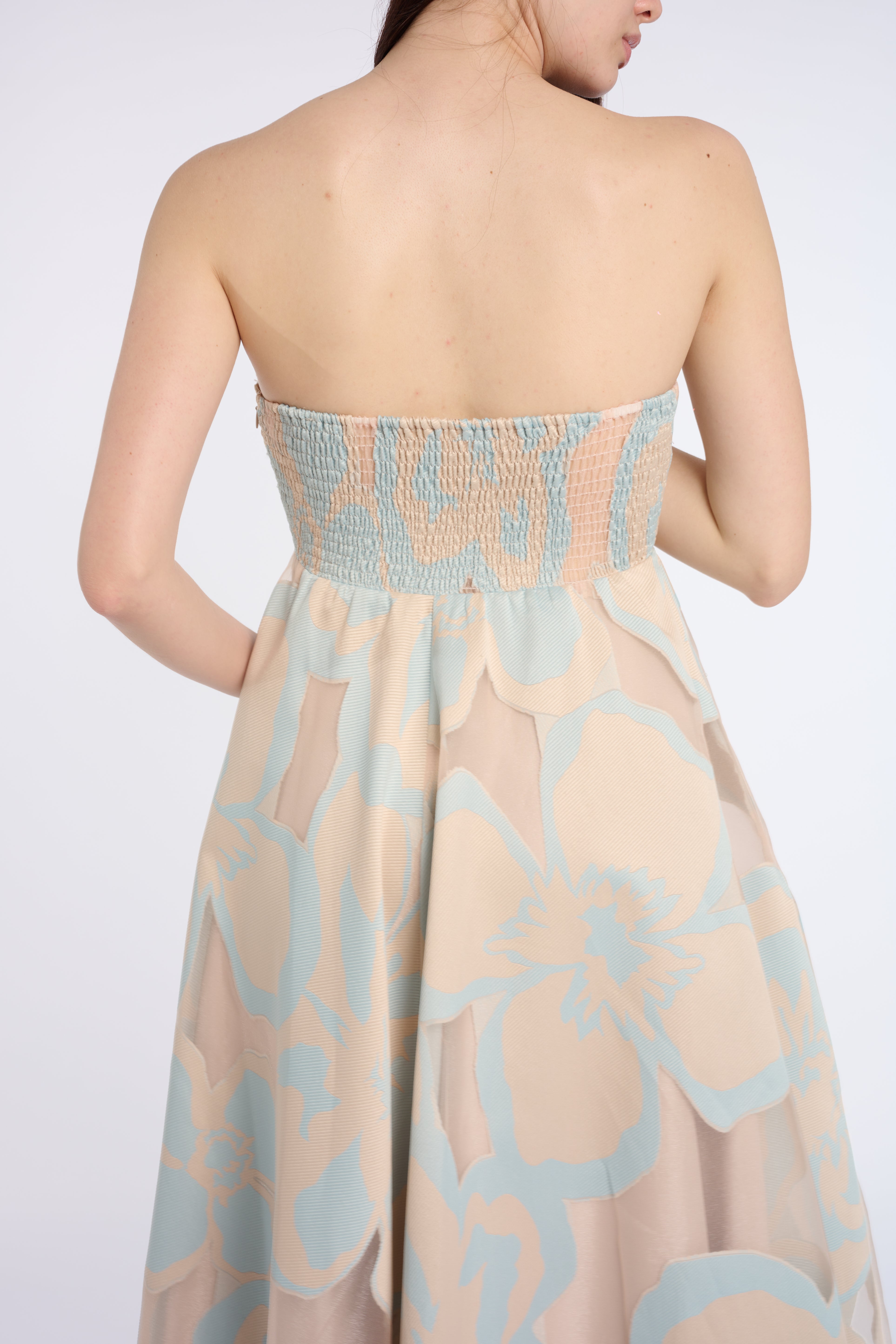 Pastel Floral Strapless Maxi Dress