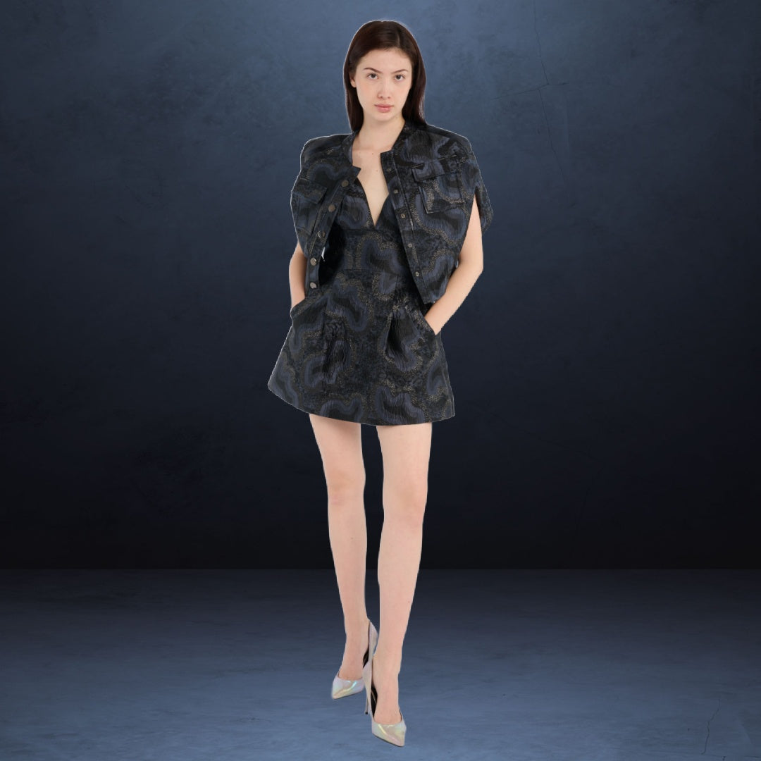 Jacquard-Metalic Mini Dress