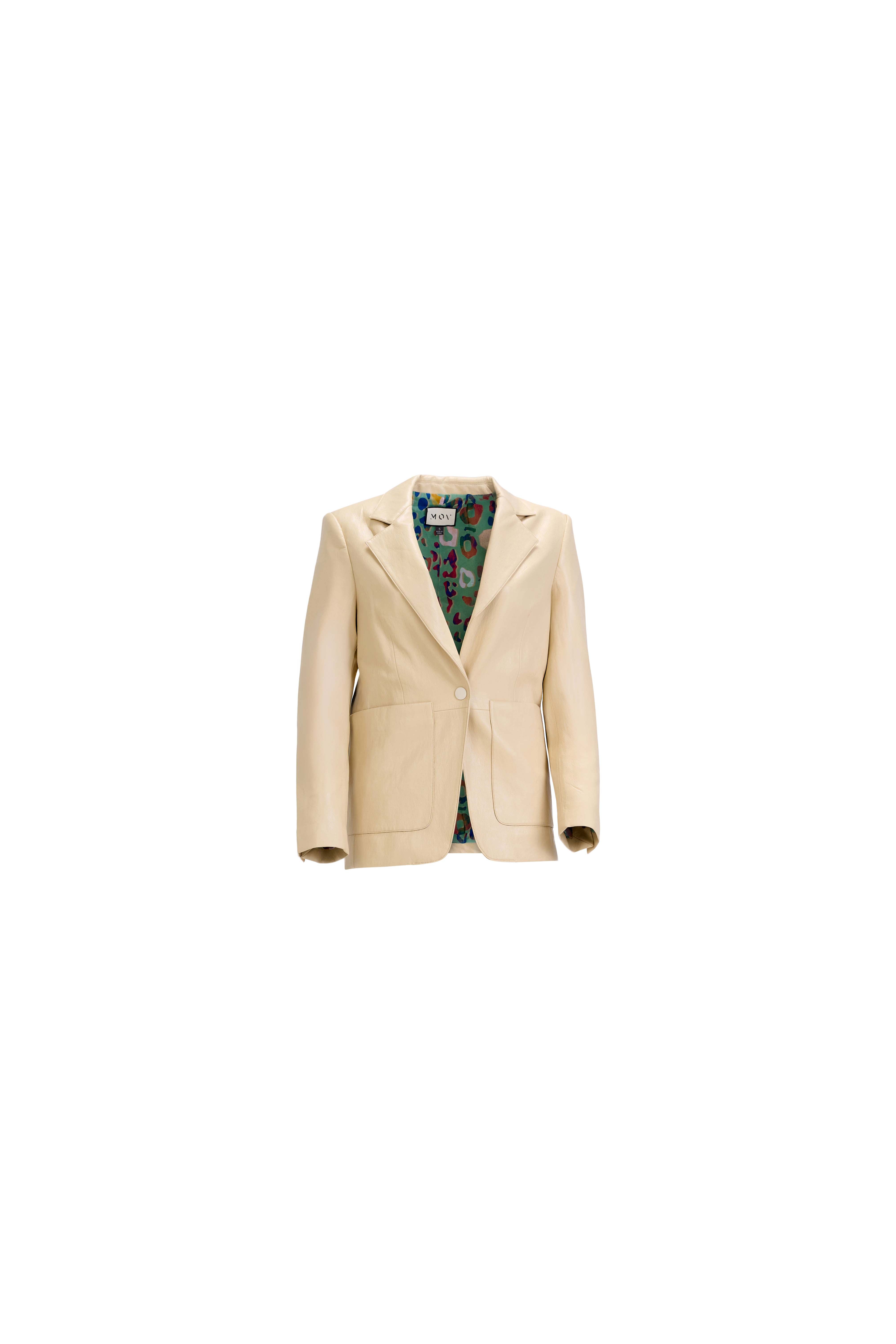 The Perfect Suit Blazer — Tailored Vegan Leather in Ivory Yellow
