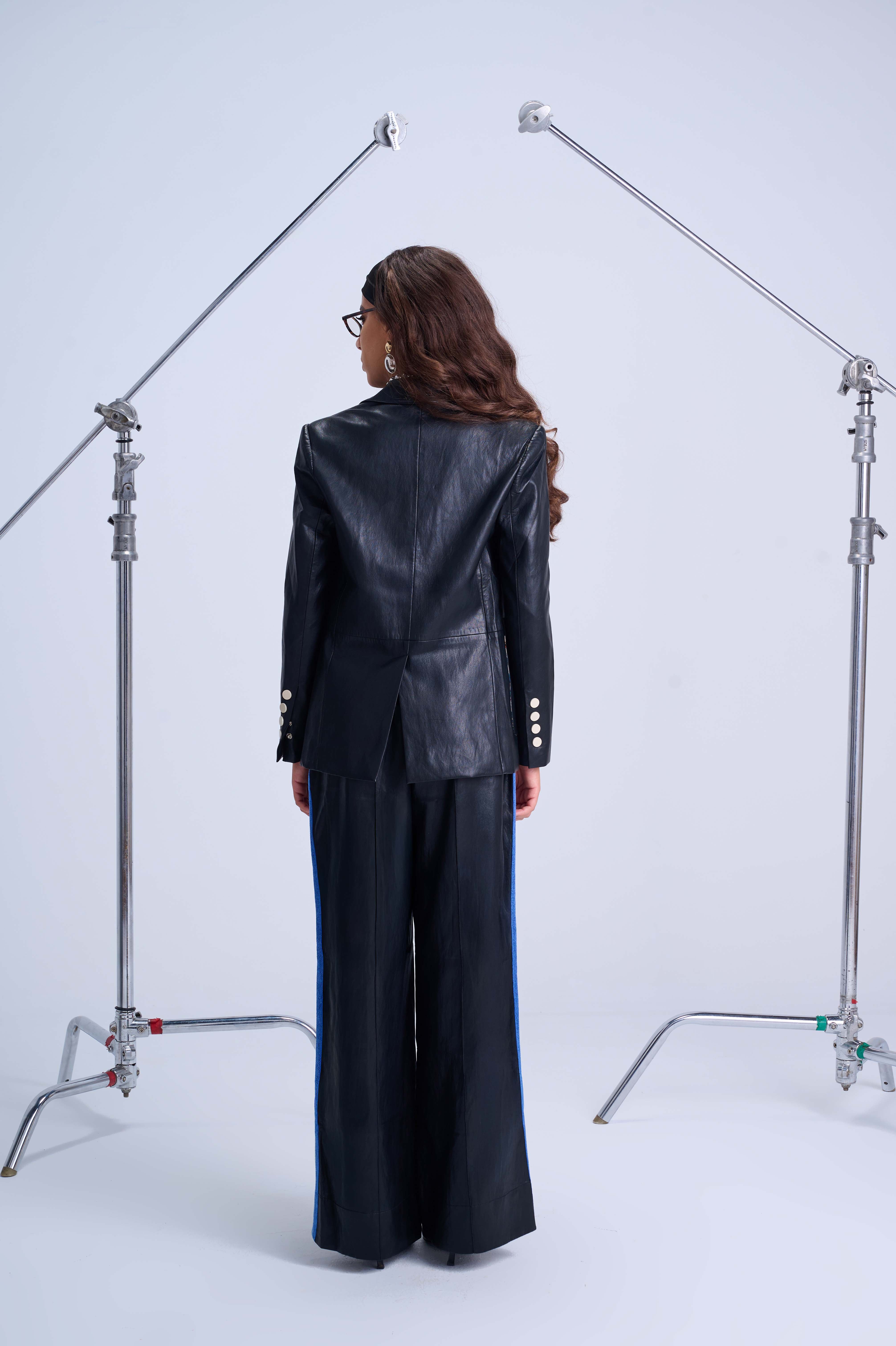 The Perfect Suit Blazer — Tailored Vegan Leather in Onyx Black