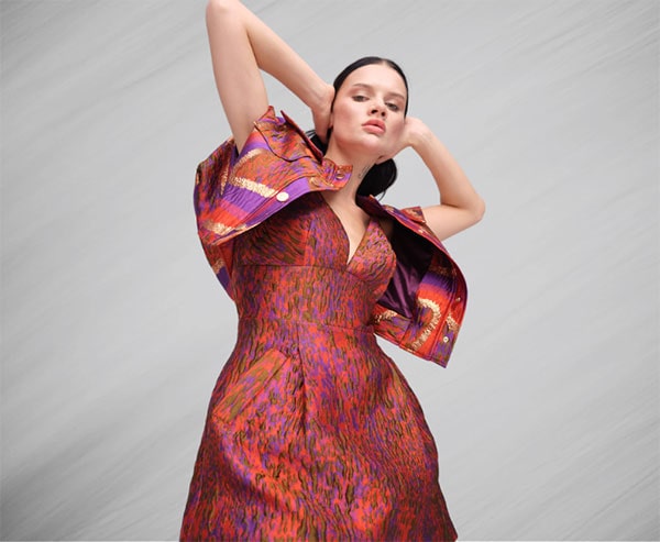 Jacquard-Metalic Mini Dress