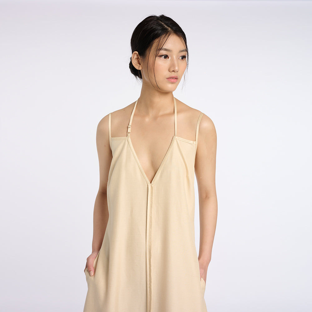 Elegant Yellow Maxi Dress with Thin Straps