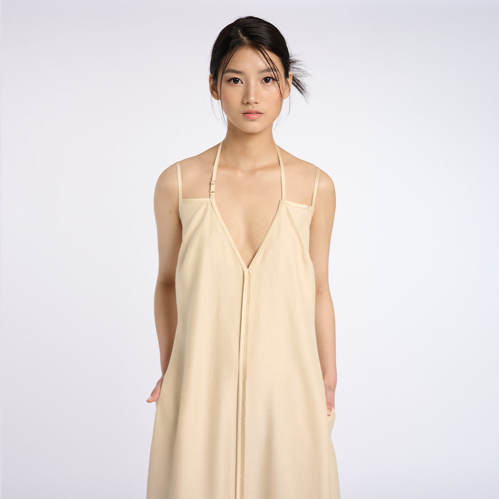 Elegant Yellow Maxi Dress with Thin Straps