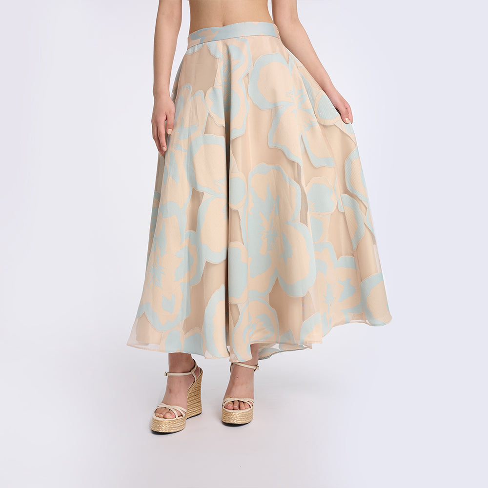 Chic Strapless Sequin Top and Floral Skirt Set