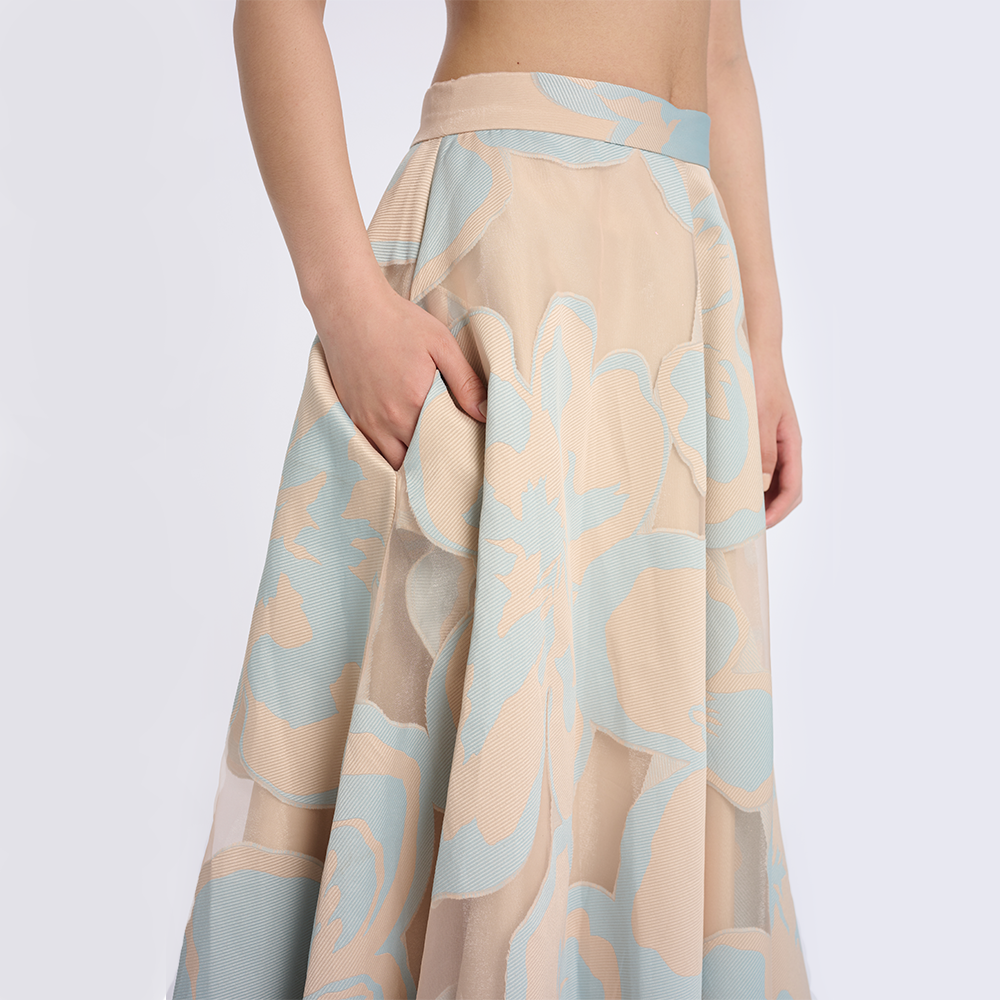 Chic Strapless Sequin Top and Floral Skirt Set