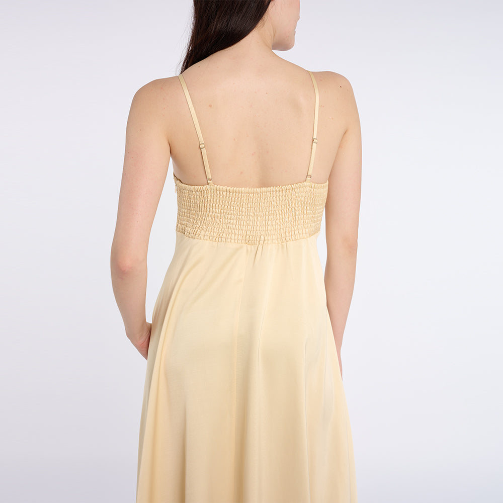 Graceful Light Yellow Maxi Dress with Thin Straps