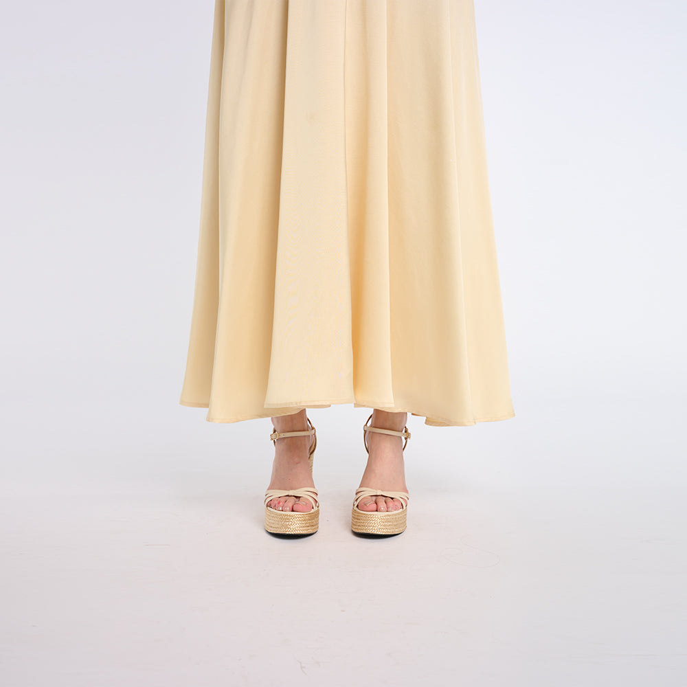 Graceful Light Yellow Maxi Dress with Thin Straps