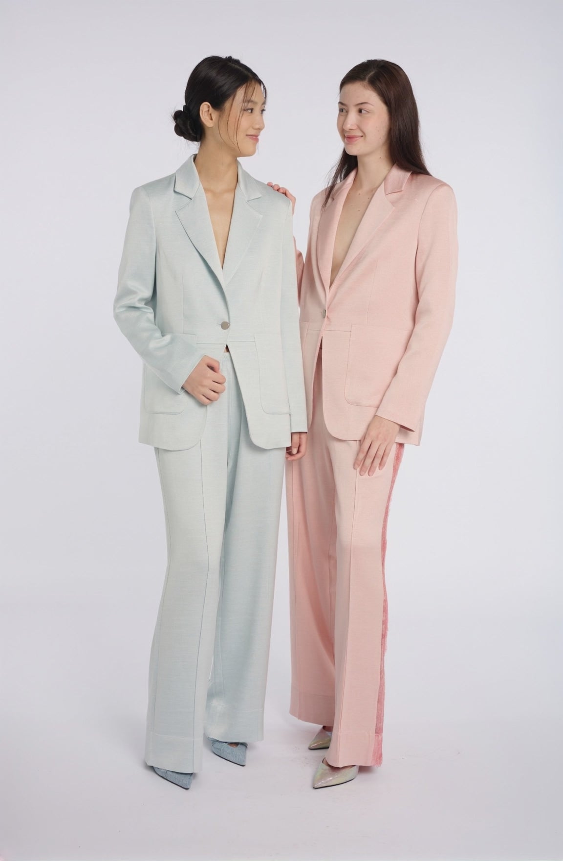 Elegant Light Sky-blue Suit Set