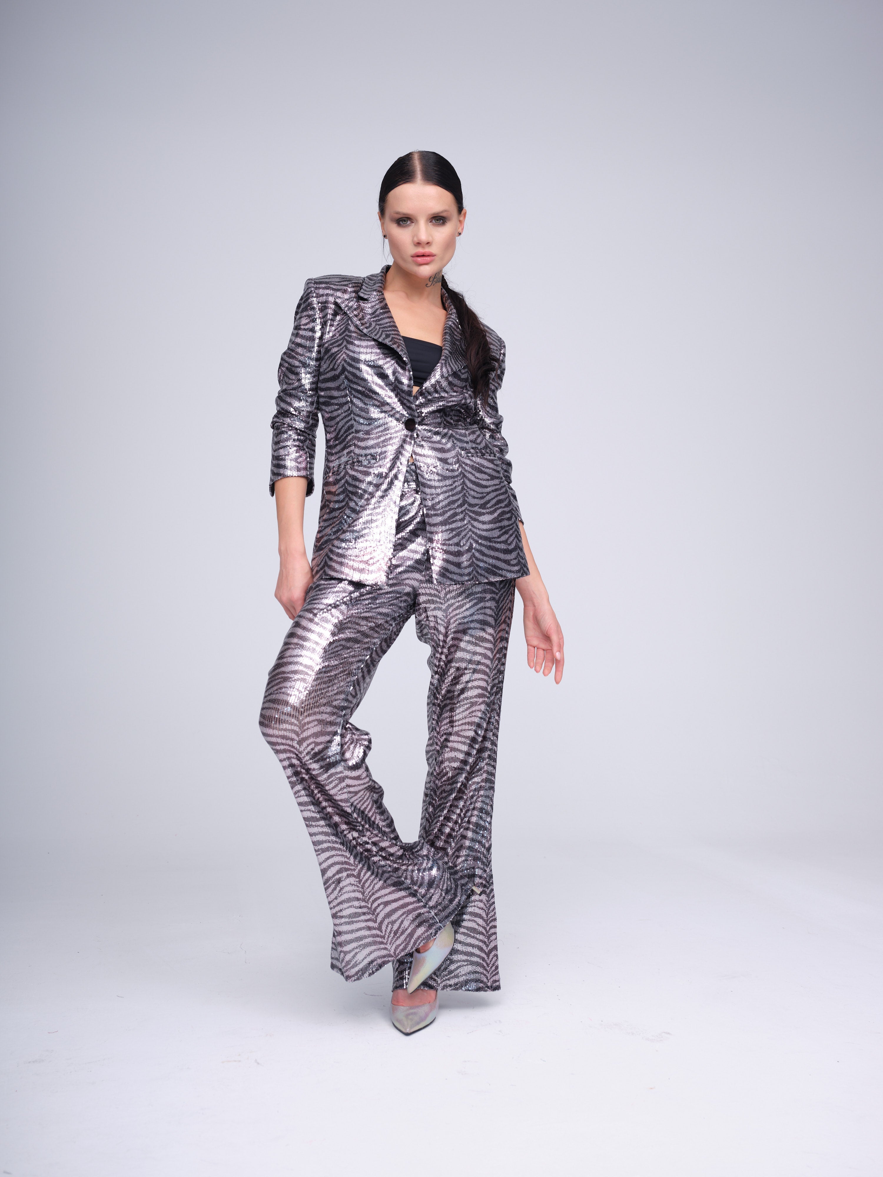 Metallic Zebra Sequin Suit