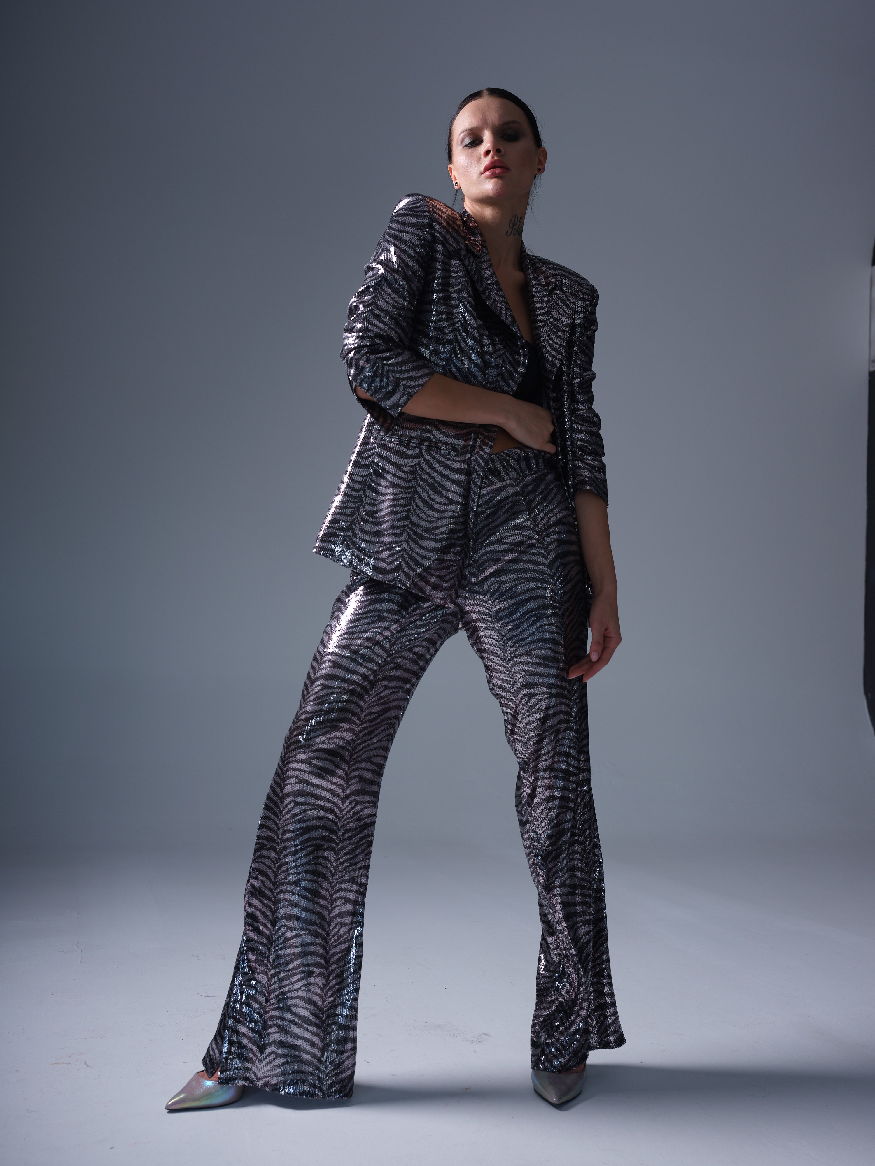 Metallic Zebra Sequin Suit