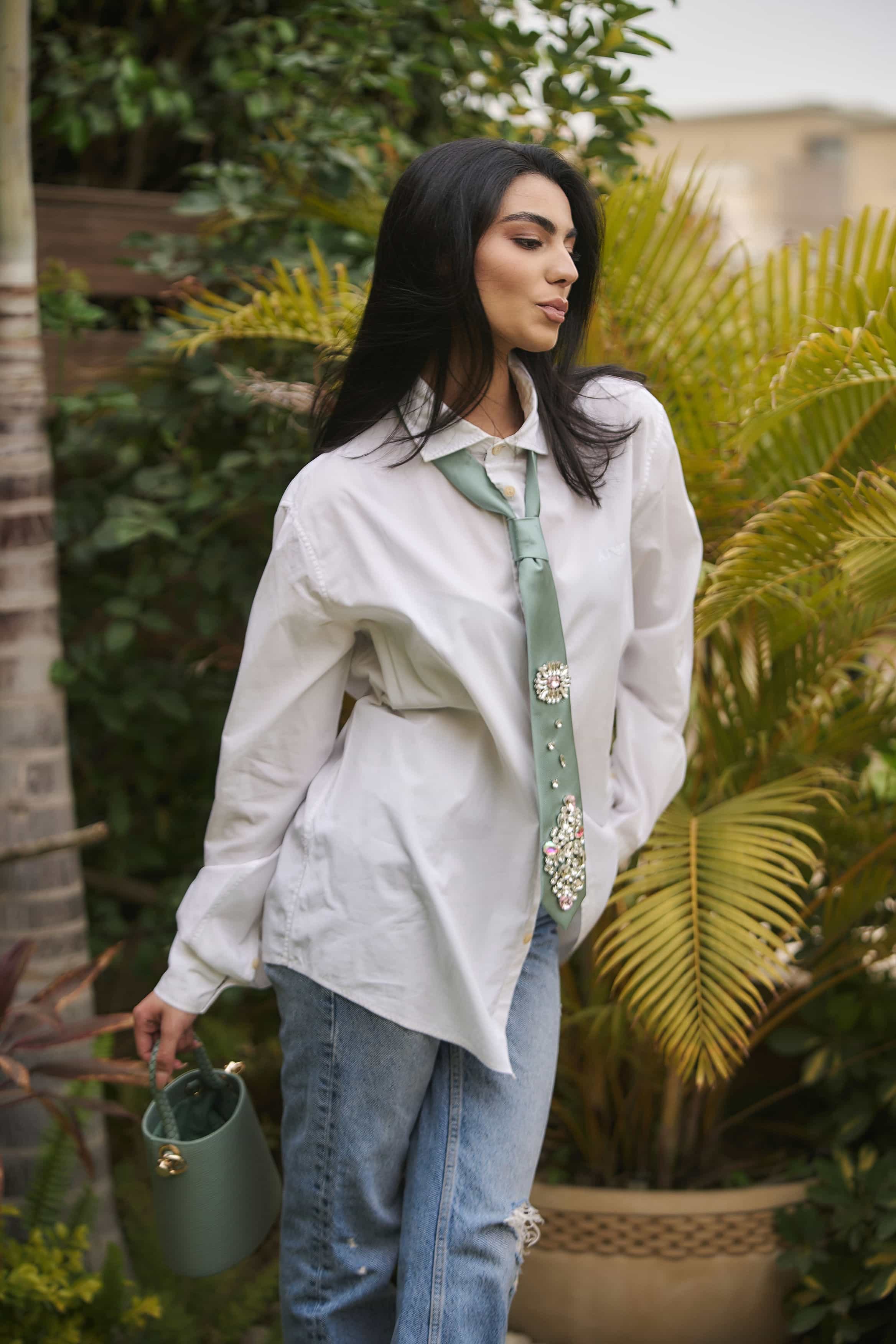 Crystal  Embellished  Long Necktie